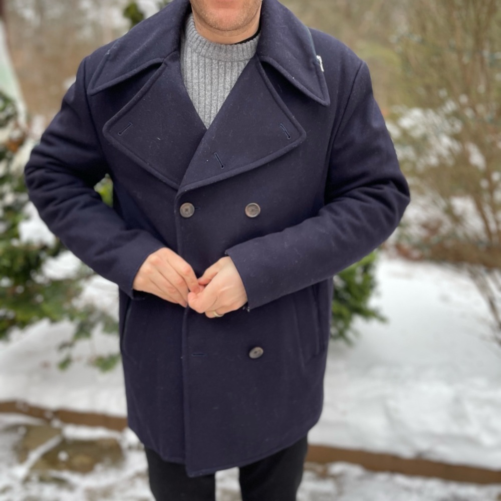 Michael Kors Mens Oversized Collar Pea Coat - Picture 2 of 4